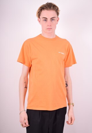 COLUMBIA MENS VINTAGE T-SHIRT TOP MEDIUM ORANGE 90'S