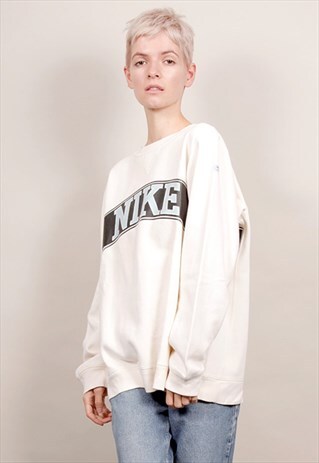 VINTAGE NIKE LOGO 90'S WHITE SWEATSHIRT
