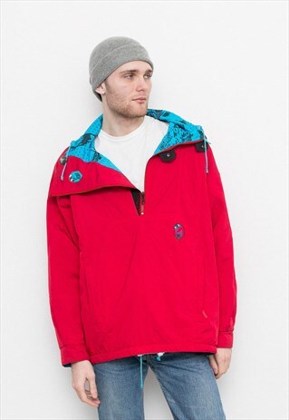 VINTAGE SKI JACKET REVERSIBLE RED CYAN UNISEX SPORTS STARTER
