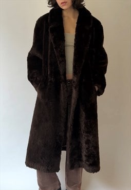 Vintage Brown Faux Fur Coat