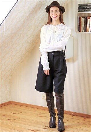 BLACK WIDE LONG SHORTS CULOTTES