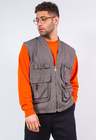 90'S VINTAGE GREY UTILITY VEST