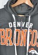 VINTAGE NFL DENVER BRONCOS HOODIE SWEATSHIRT FULL ZIP GREY S