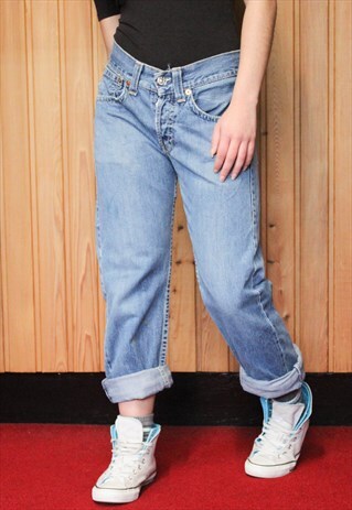 VINTAGE 1990S BLUE LEVI'S 907 PAINT MOM JEANS