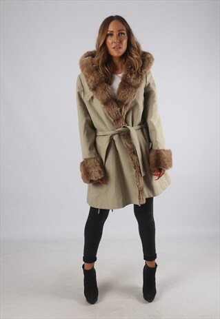 VINTAGE FAUX FUR COAT JACKET SHORT MID UK 14 (DHBG)