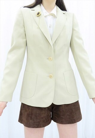 80s Vintage Cream Jacket Blazer (Size M)