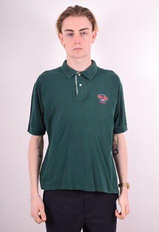 HARD ROCK CAFE MENS VINTAGE POLO SHIRT MEDIUM GREEN 90S