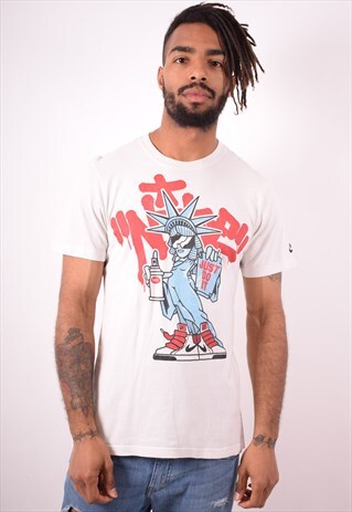 NIKE MENS VINTAGE T-SHIRT TOP SMALL WHITE 90S