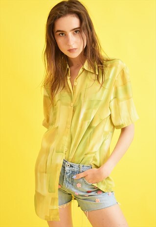 90'S RETRO MONOCHROME ABSTRACT PRINT OVERSIZED MOMS BLOUSE