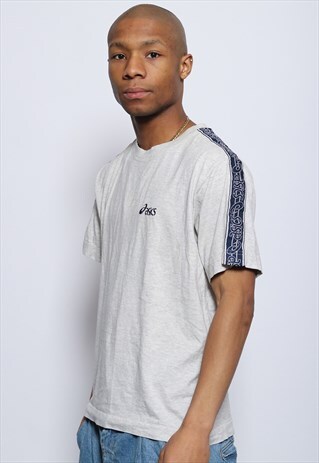 VINTAGE ASICS TAPE LOGO T-SHIRT GREY