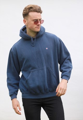 CHAMPION USA STEEL BLUE SOLID HOODED SWEATSHIRT