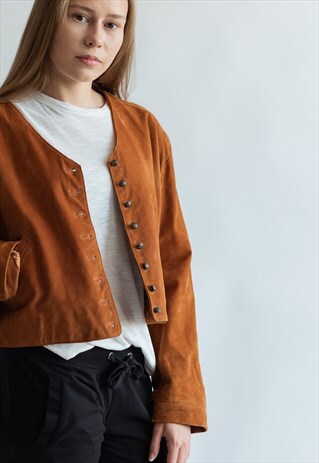 VINTAGE 70S BOHO JACKET IN ORANGE SUEDE