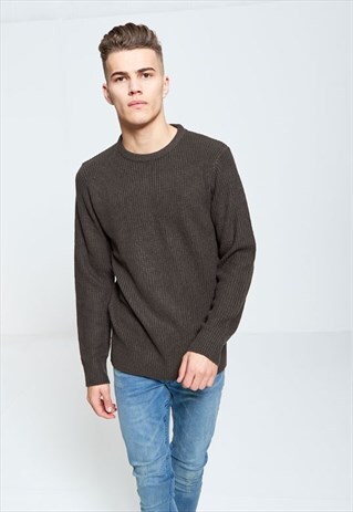 MENS BRAVE SOUL GREEN KNITTED JUMPER