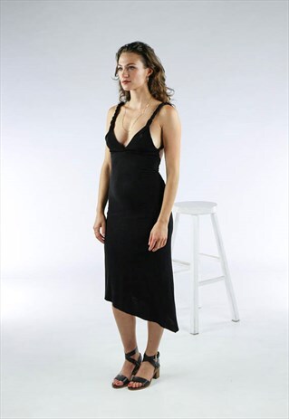 BLACK MAXI DRESS / FITTED SLEEVELESS DRESS