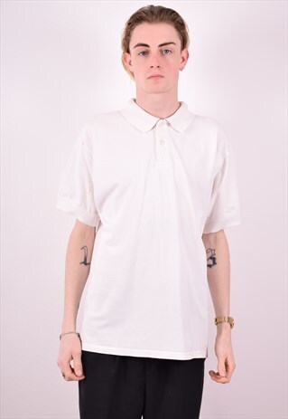 CHAMPION MENS VINTAGE POLO SHIRT XL WHITE 90S