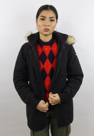 VINTAGE WOOLRICH BLACK FUR-HOODED JACKET