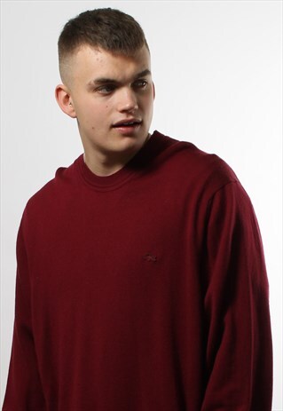 VINTAGE LACOSTE DARK RED KNIT JUMPER