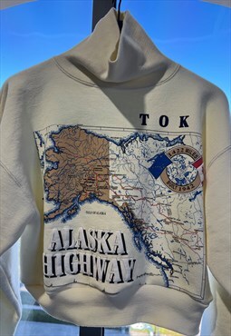 "TOK, Alaska Highway" Reworked Vintage Turtleneck Pullover