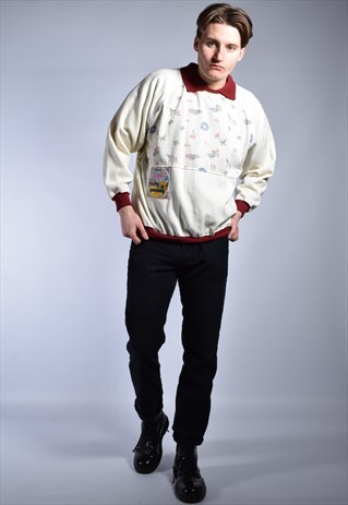 VINTAGE 80S COLLARED ABSTRACT SWEATSHIRT