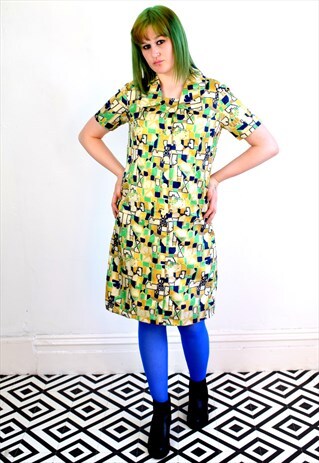 VINTAGE 80'S JAPANESE ABSTRACT PRINT DRESS