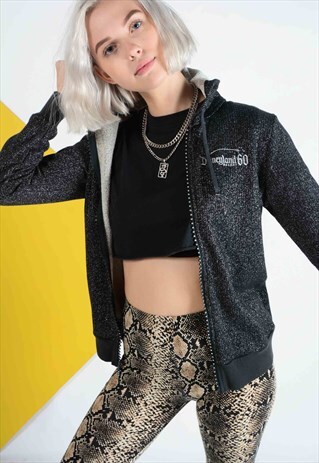 VINTAGE GLITTERY DISNEYLAND HOODIE IN BLACK.