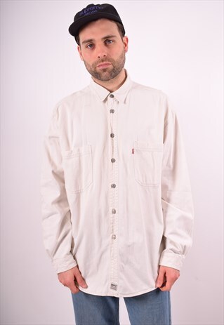 LEVI'S MENS VINTAGE DENIM SHIRT XL WHITE 90S
