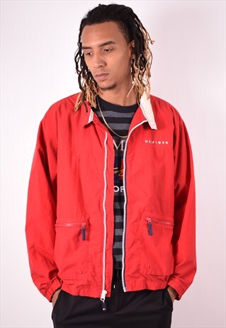 TOMMY HILFIGER MENS VINTAGE TRACKSUIT TOP JACKET LARGE 90S