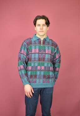 Vintage multicolor classic graphic 80's wool sweatshirt