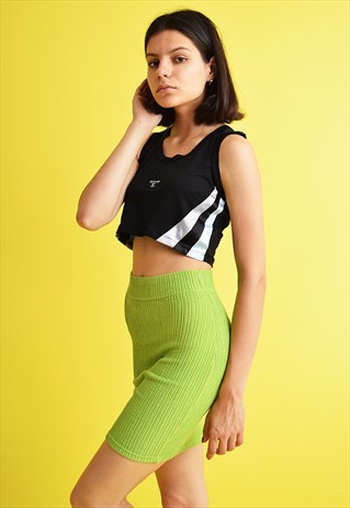 80'S RETRO WRINKLED HIGHWAIST LYCRA CLOSE-FITTED MINI SKIRT
