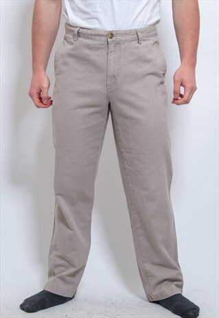 VINTAGE RALPH LAUREN CHECK TROUSERS IN CREAM MEDIUM