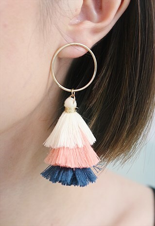 HOOP AND TASSEL DROP EARRINGS
