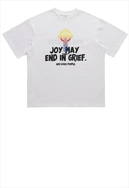 God slogan t-shirt cross print tee religion top in white