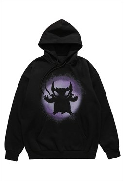Monster print hoodie devil pullover raver graffiti jumper 