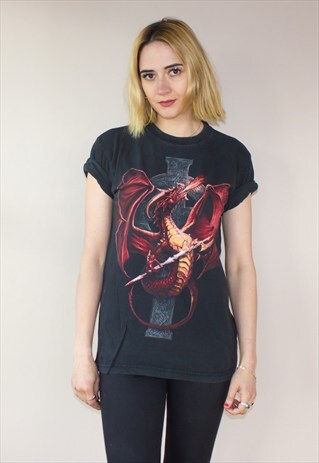 VINTAGE DRAGON THRONES GRUNGE T-SHIRT