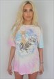Vintage Unisex Tie Dye Cat Unicorn Graphic Pastel T-Shirt