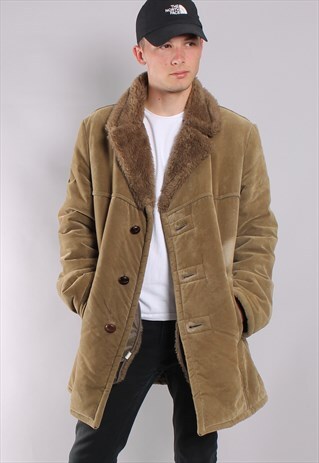 VINTAGE FAUX SUEDE SHERPA LINED JACKET