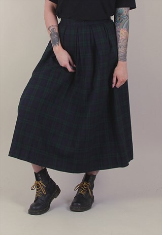 VINTAGE 90'S TARTAN MAXI SKIRT HEAVY WOOL /A11-055