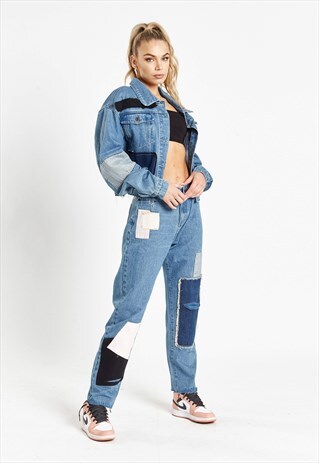 LIQUOR N POKER VAGABOND PATCHWORK DENIM JACKET