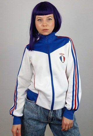 VINTAGE 90'S RETRO ADIDAS FRANCE TRACK JACKET HIGH NECK