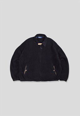 Vintage 90s Polo Ralph Lauren Fleece Harrington Jacket Black