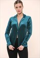 Avinci Velvet Single Breasted Blazer Jacket In Bottle Green