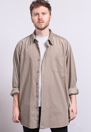 VINTAGE CORDUROY CORD SHIRT BROWN
