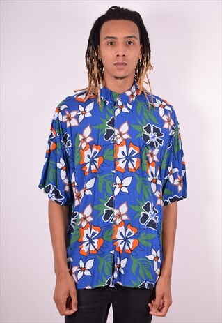 MENS VINTAGE HAWAIIAN SHIRT XXL MULTI FLORAL 90S