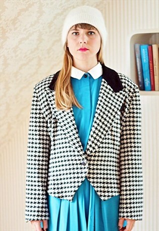 VINTAGE BLACK AND WHITE DOGTOOTH JACKET