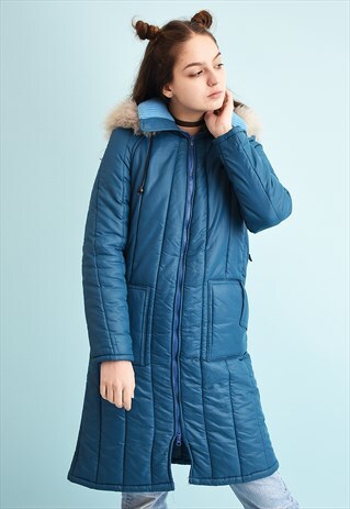 70'S RETRO PUFFER PADDED FAUX FUR DETAILED COAT