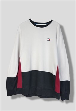 Vintage Tommy Hilfiger Sweatshirt Tricolor in White XL