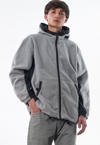 VINTAGE CHAMPION FULL ZIP HOODED JACKET 90S GREY