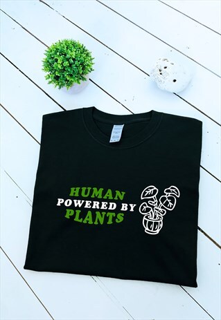 HUMAN POWERED BY PLANTS GRAPHIC WHITE T-SHIRT