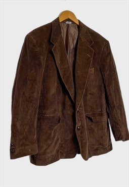 Dark Academia Vintage Brown Corduroy Blazer Jacket 42R