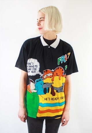 VINTAGE 90'S SUPER COOL OLDSCHOOL GARFIELD POLO T-SHIRT